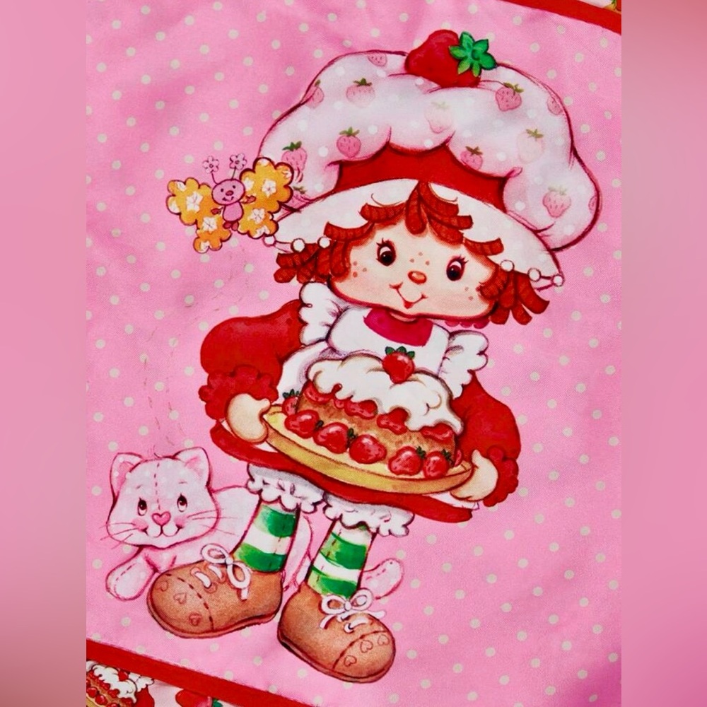 Strawberry Shortcake Ruffle Trimmed Apron, Pocket Front & Adjustable Nec… - Picture 3 of 7